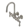 Kingston Brass CA1T8 3-3/8" Tub Wall Mount Clawfoot Tub Faucet, Brushed Nickel CA1T8